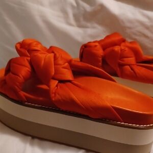 Ganni Vibrant Orange Platform Sandals $375